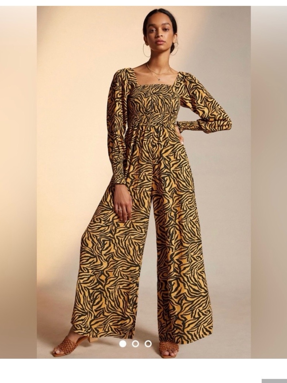 Anthropologie Kachel wide-Leg Printed Jumpsuit in Mustard Black - Women size 10